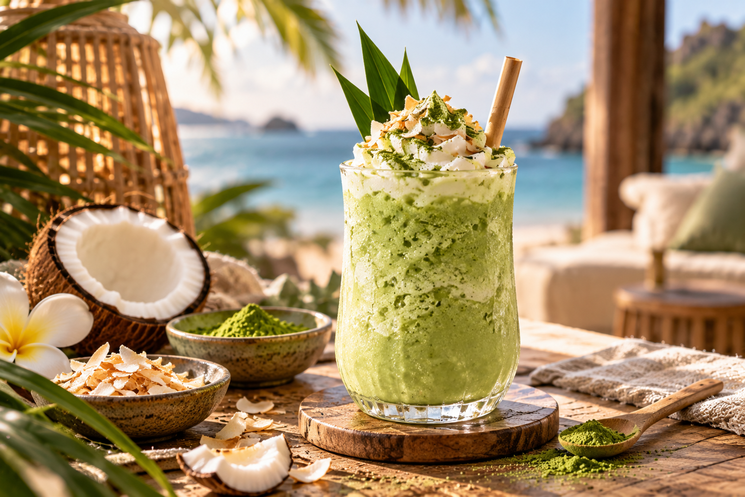 Creamy Matcha-Coco Frappé