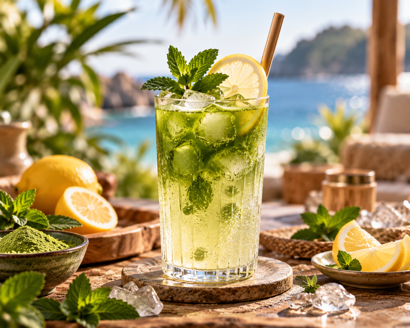 Matcha-Zitronen-Spritz