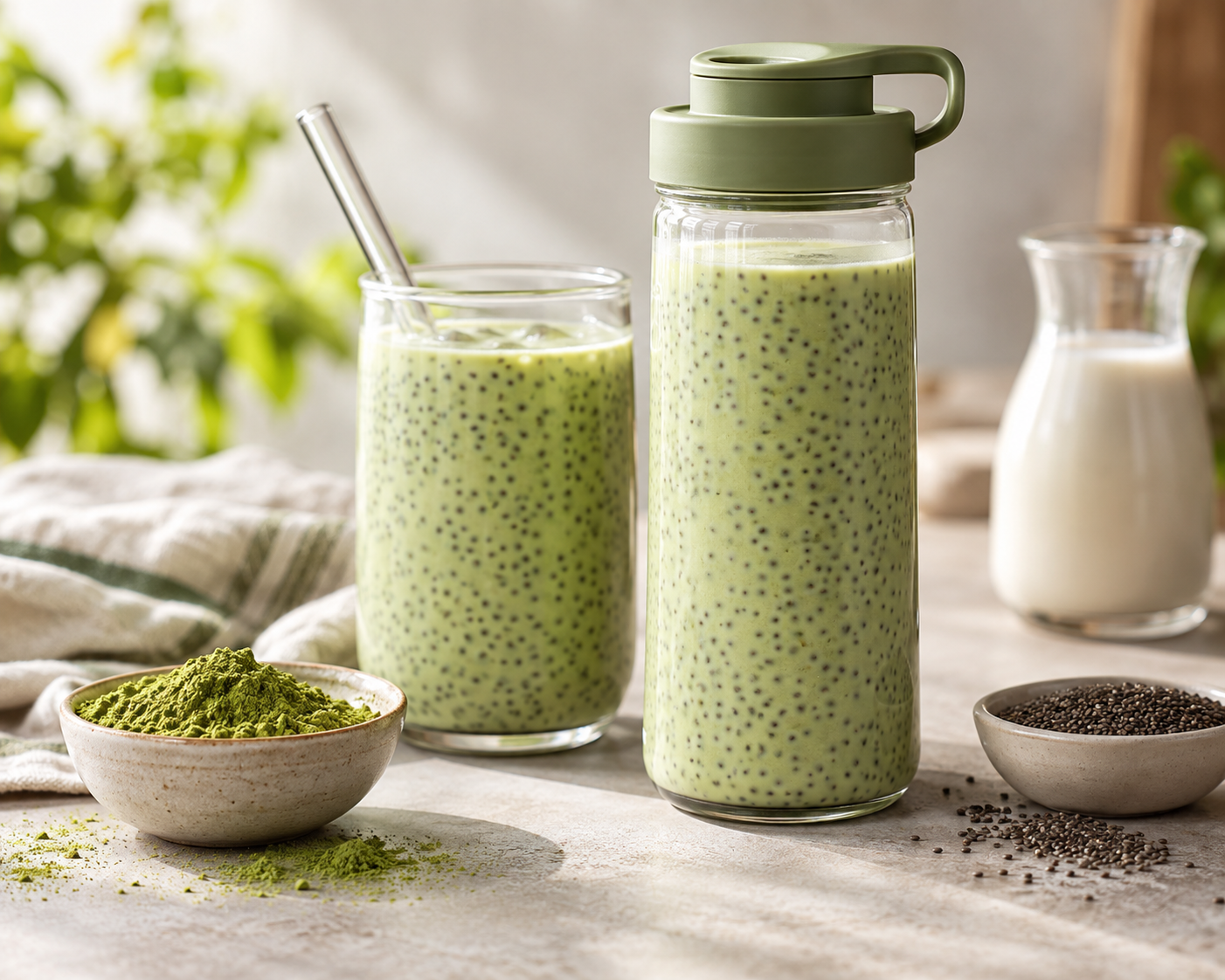 Drinkable Matcha Chia Pudding